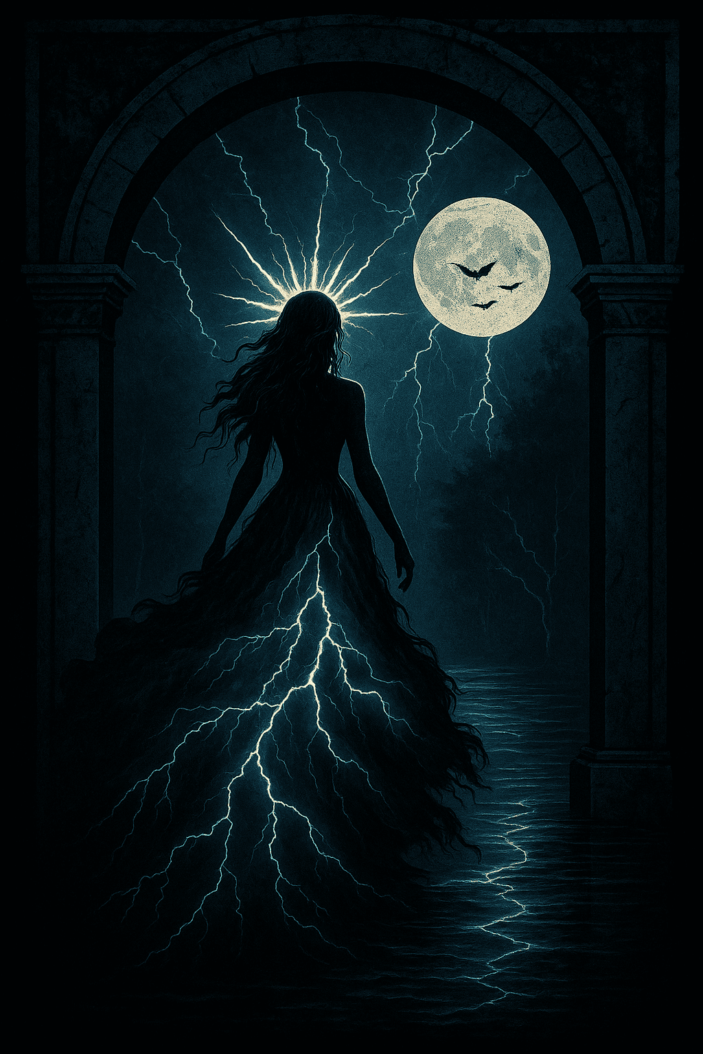Mystic Lightning Queen Under Moonlit Archway