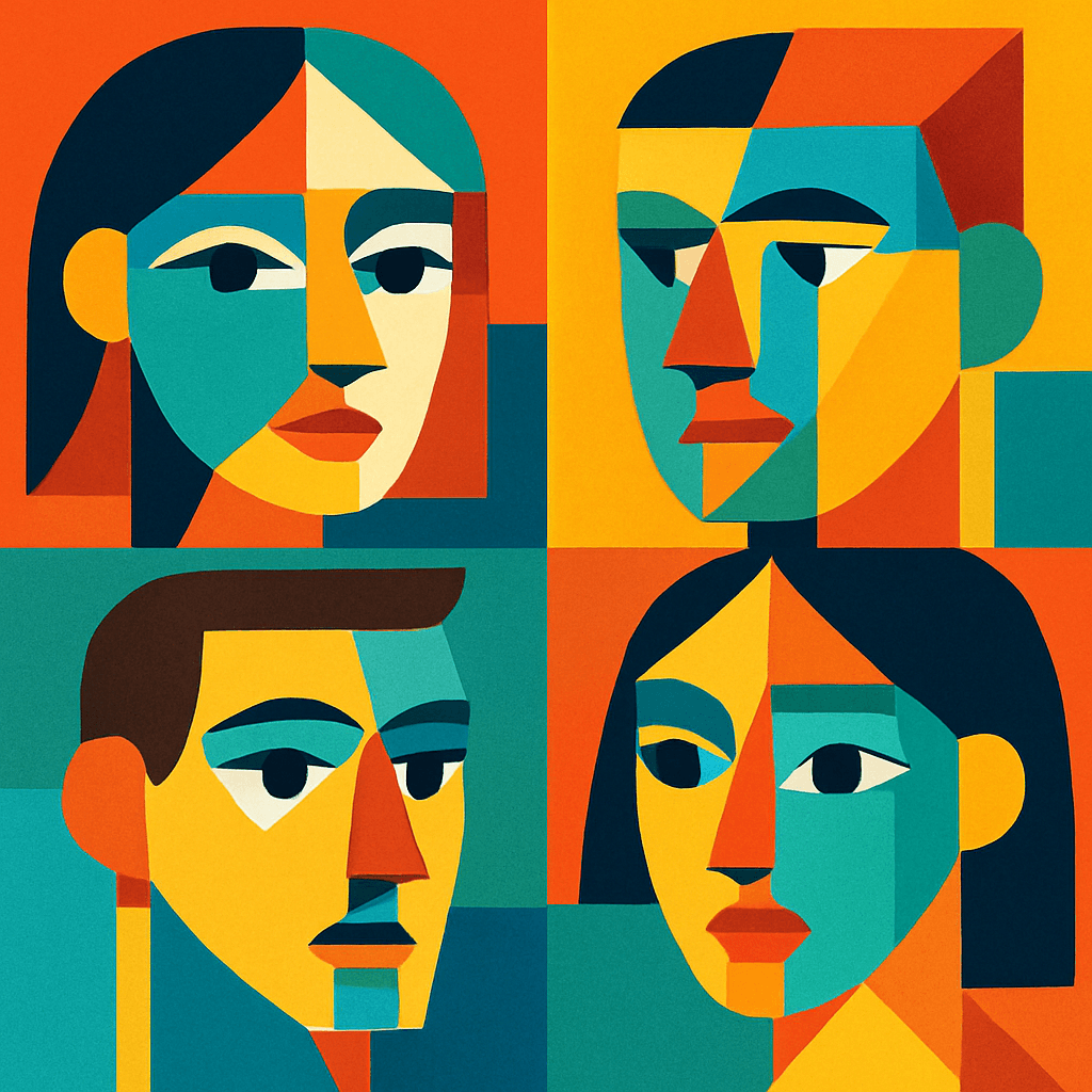 Colorful Cubist Portraits of Diverse Faces