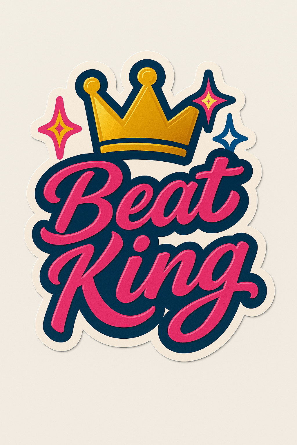 Beat King Bold Typography Sticker with Crown