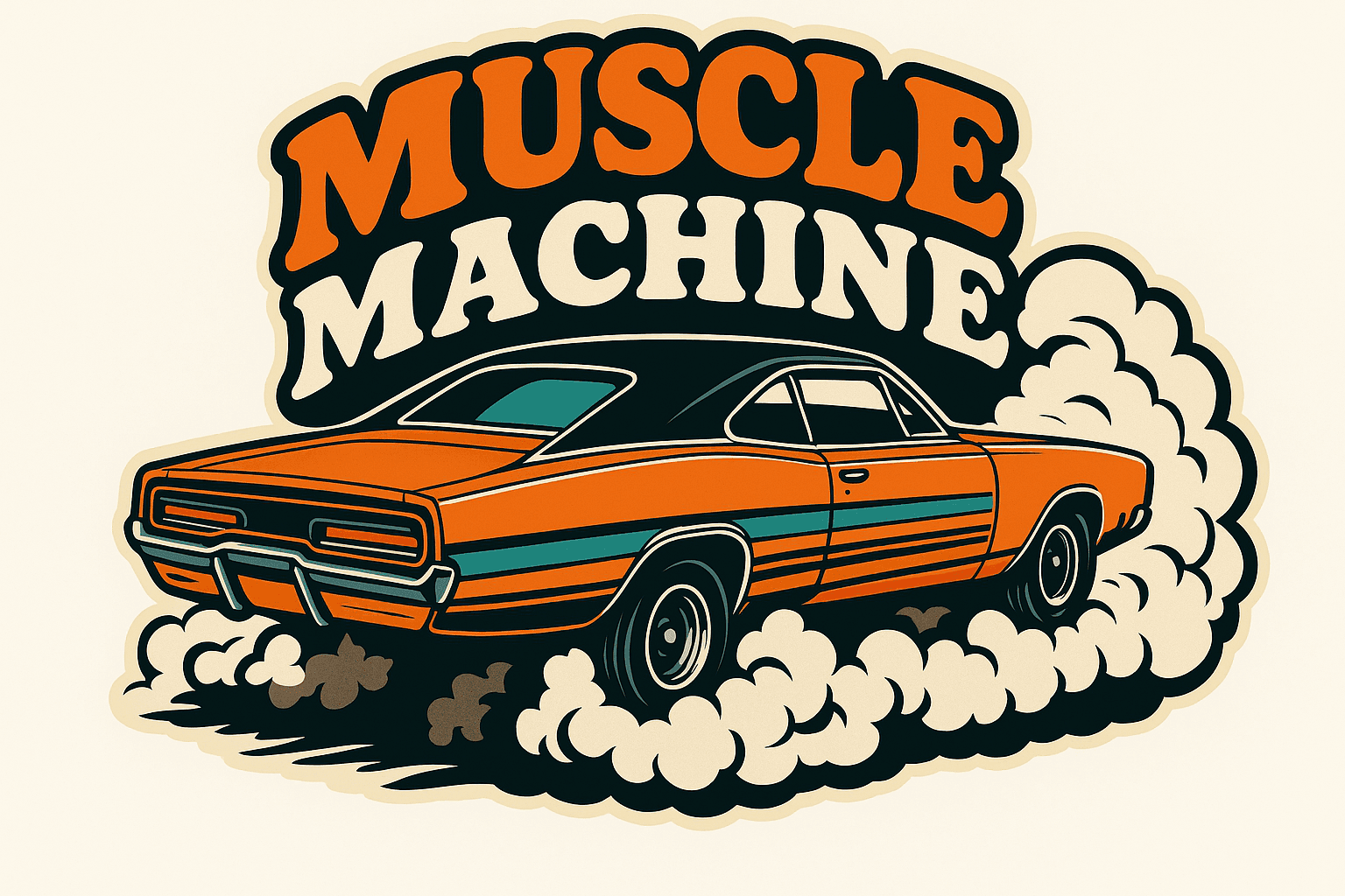 Vintage Muscle Car Burnout Sticker Design