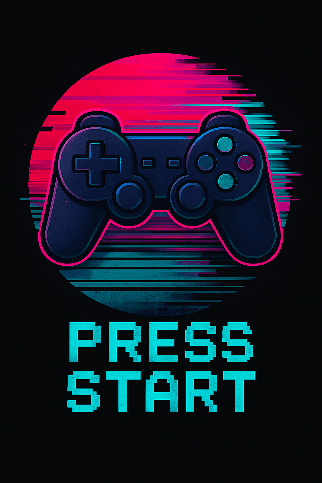 Retro Gaming Controller with Press Start Text