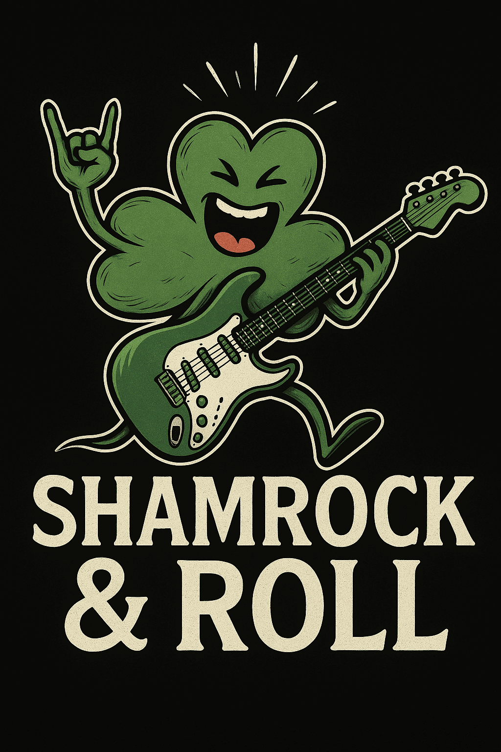 Shamrock Playing Electric Guitar Sticker