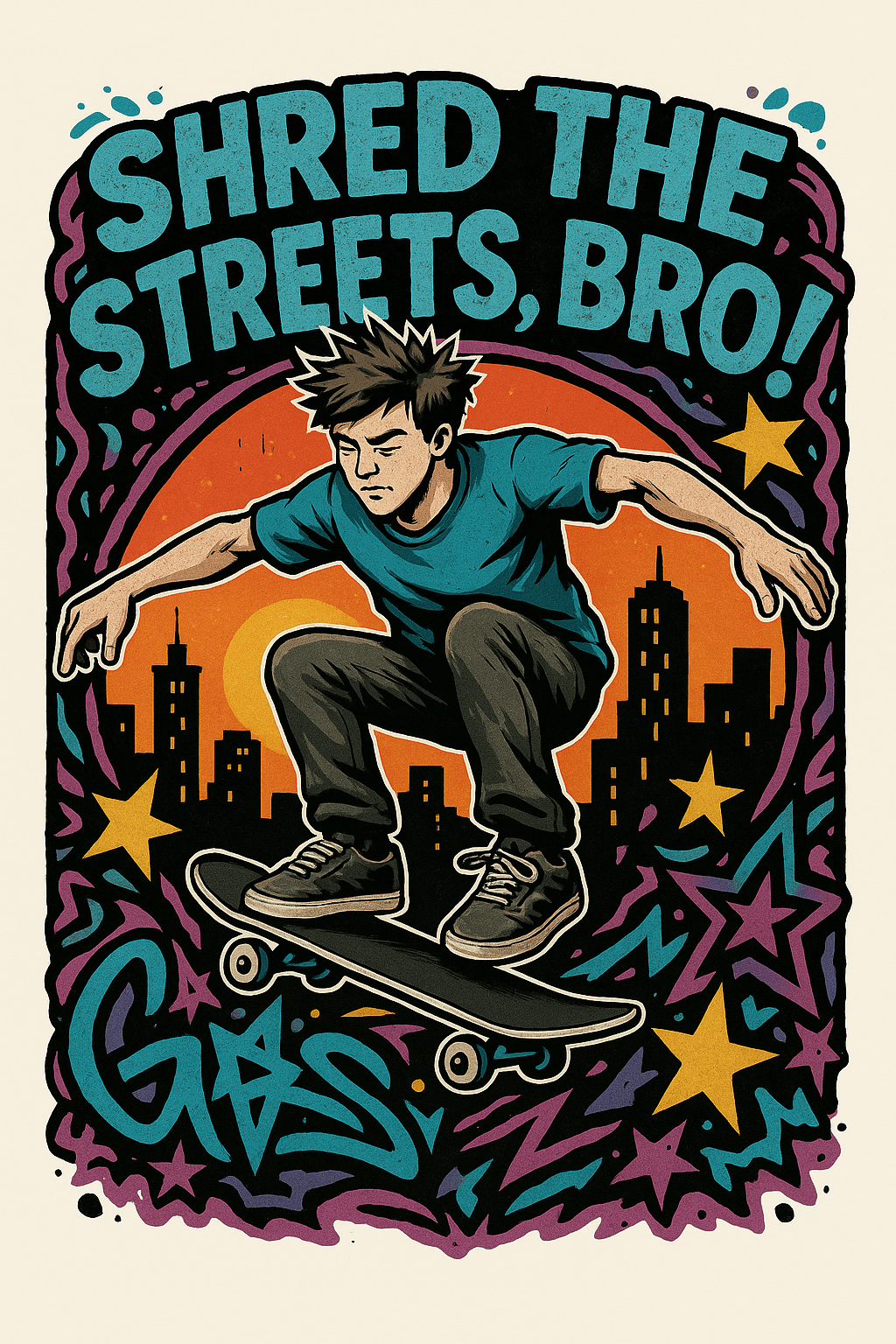 Urban Skateboard Vibes: Shred the Streets Poster
