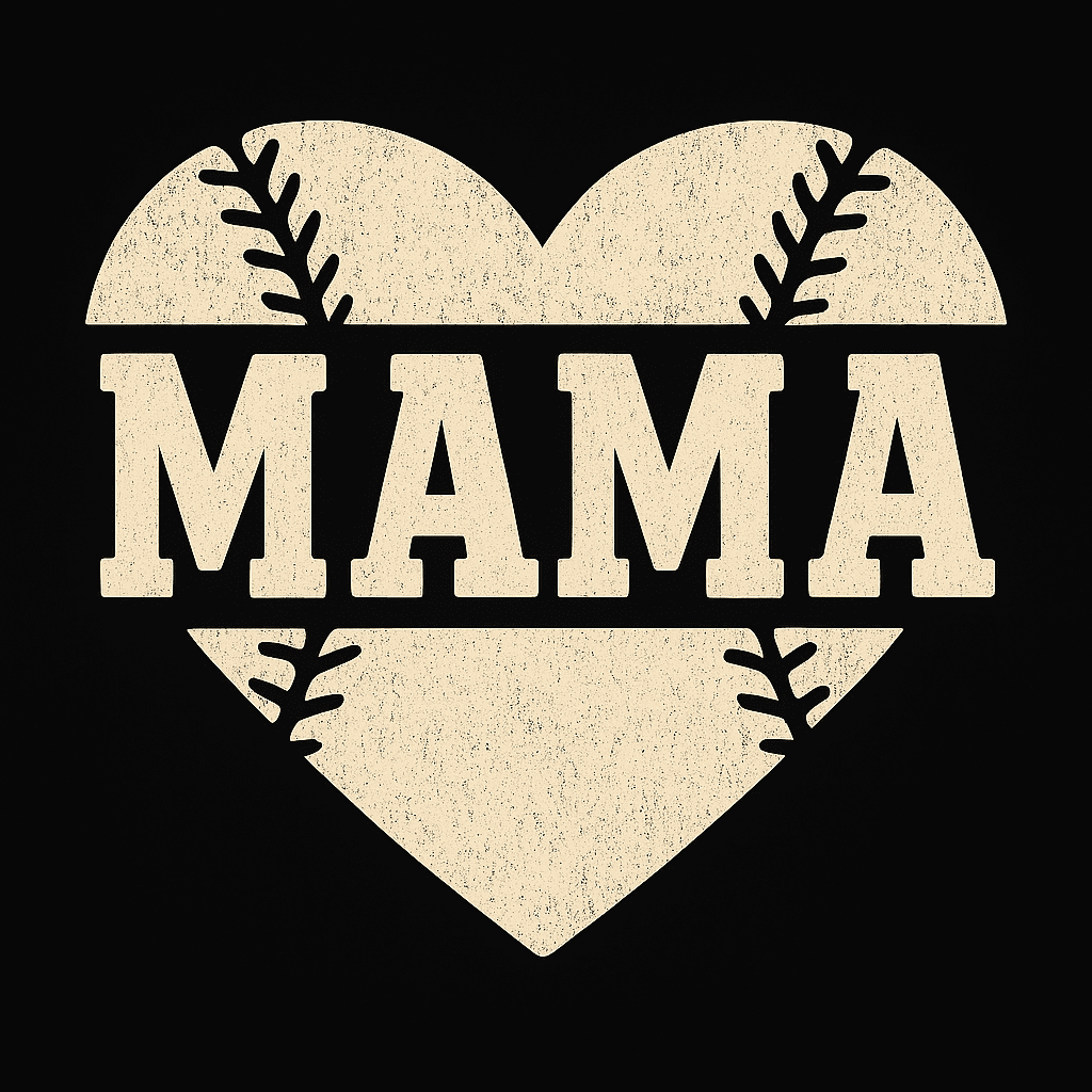 Vintage Baseball Heart MAMA Logo