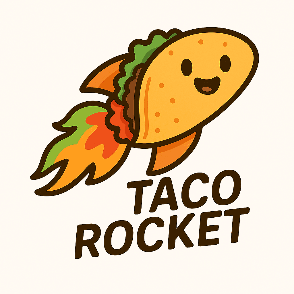 Cute Taco Rocket with Fiery Blast