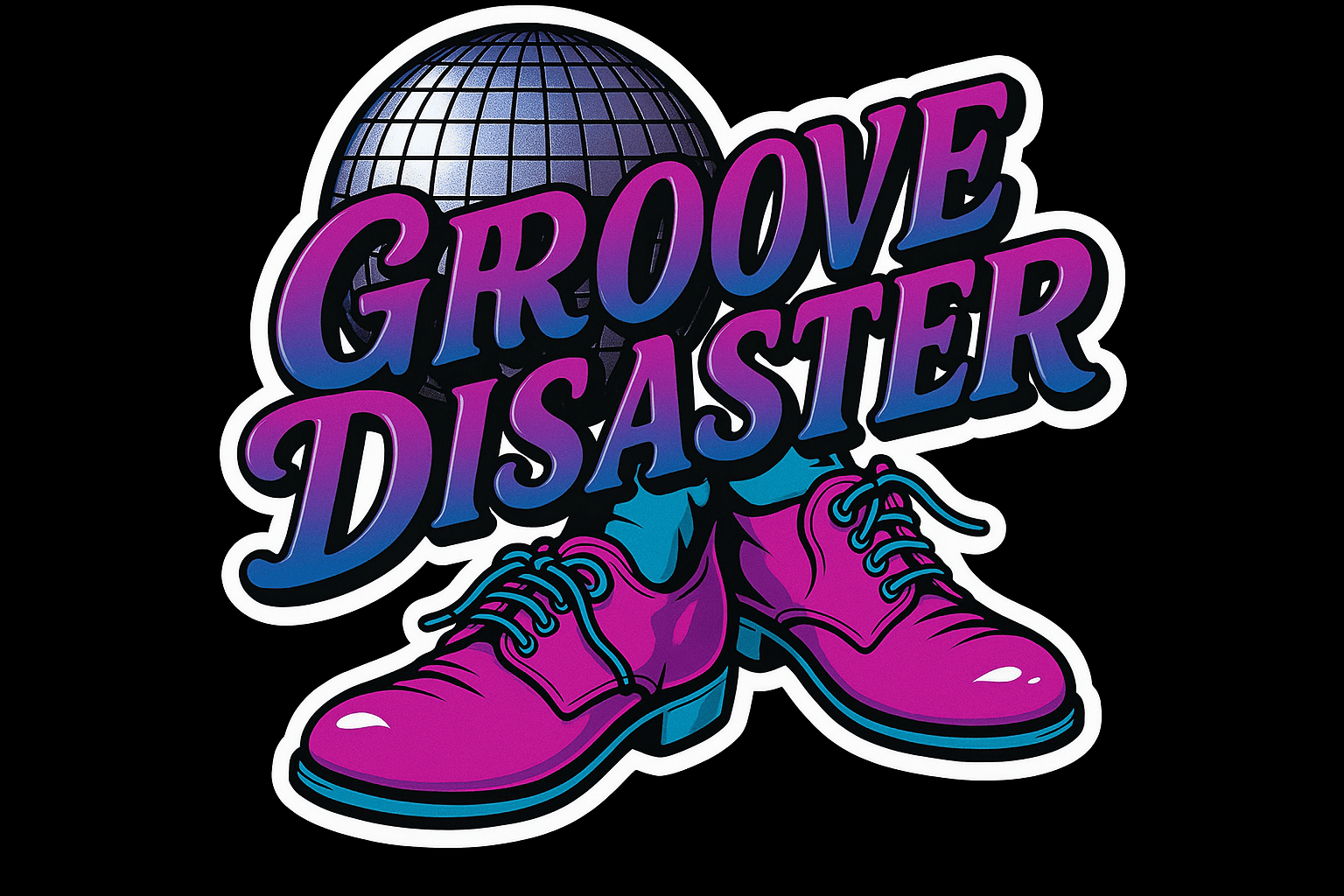 Retro Disco Groove Disaster Sticker Design