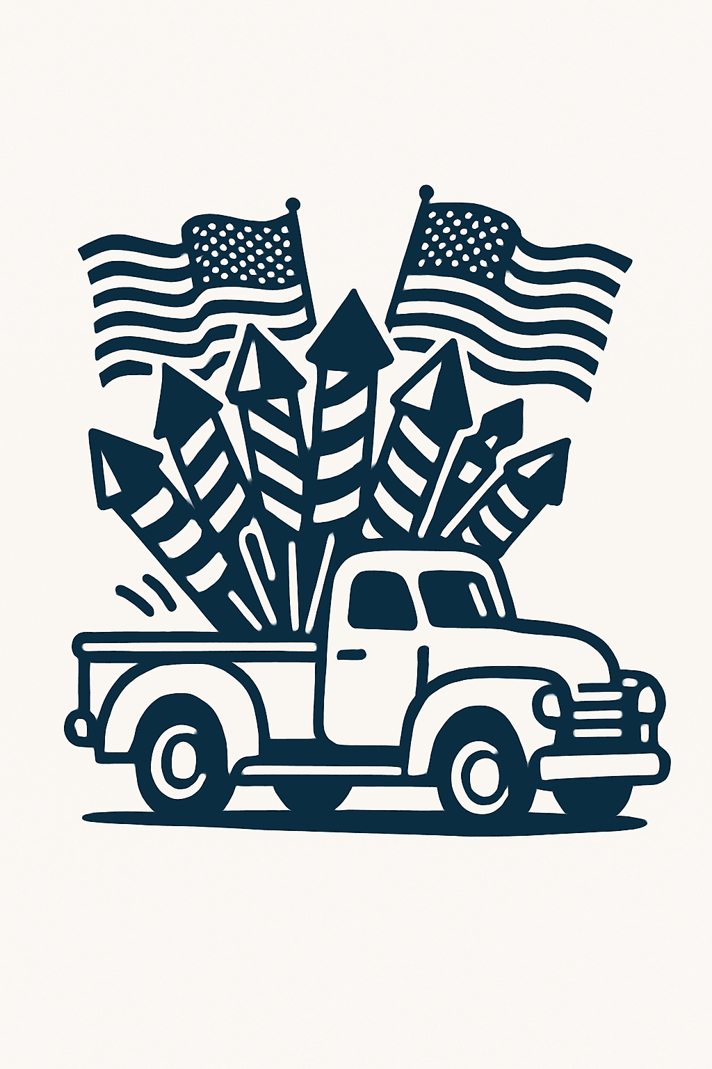Patriotic Pickup with Fireworks