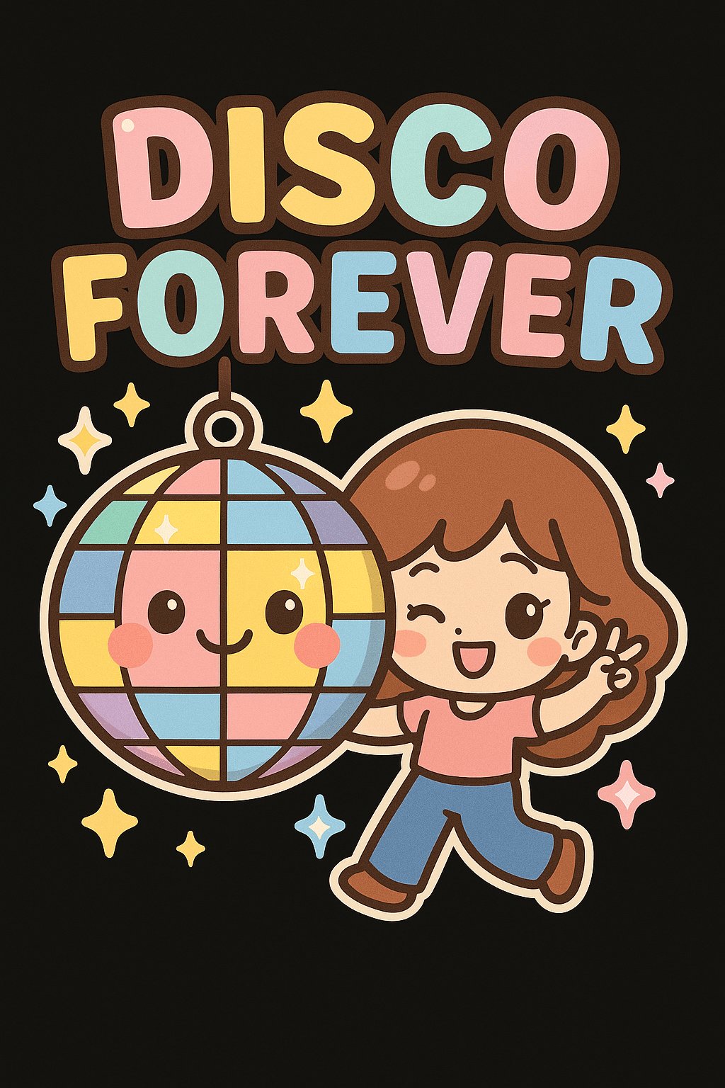 Cute Disco Forever Sticker with Dancing Girl