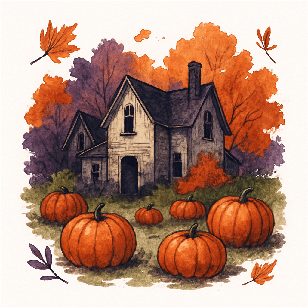 Cozy Autumn Pumpkin Patch with Vintage House