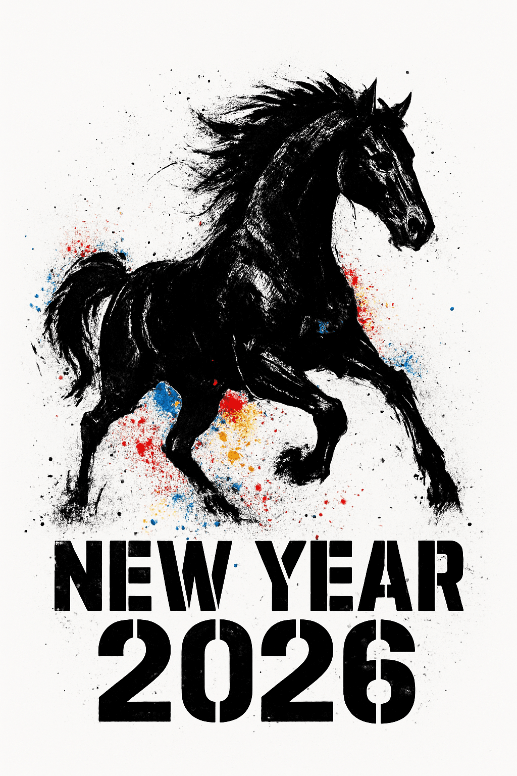 Dynamic Black Horse New Year 2026 Design