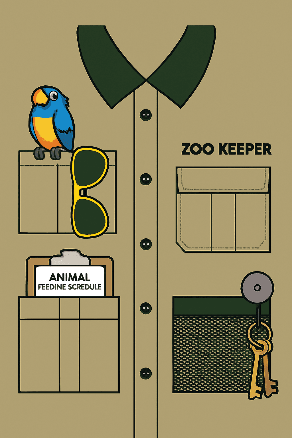 Zoo Keeper Uniform with Colorful Parrot
