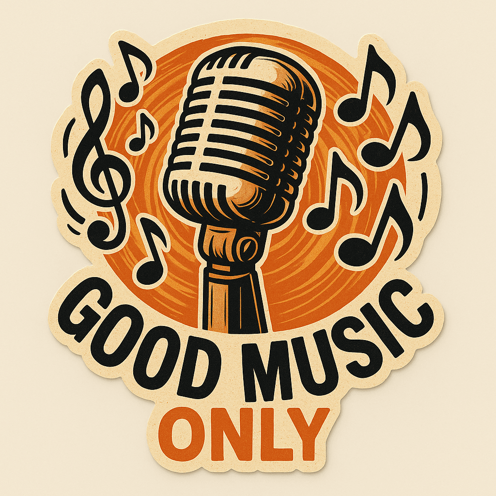 Vintage Microphone with Music Notes Sticker