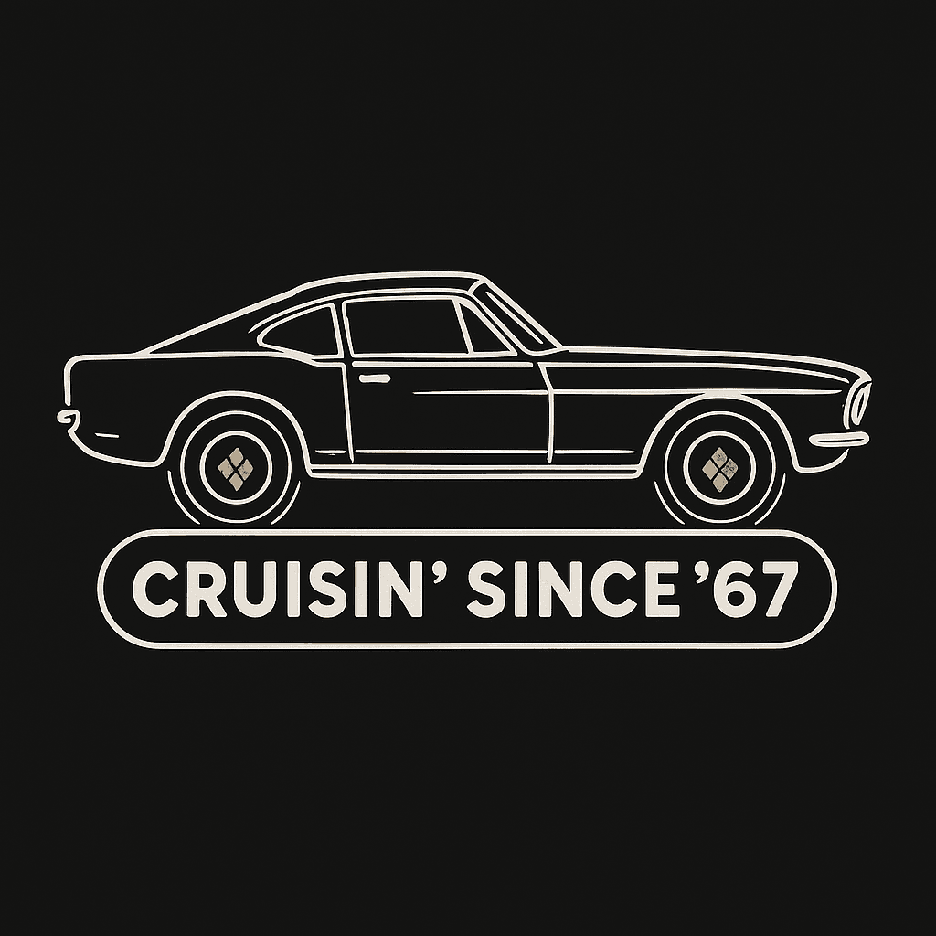 Vintage Classic Car Outline with 'Cruisin' Since '67'