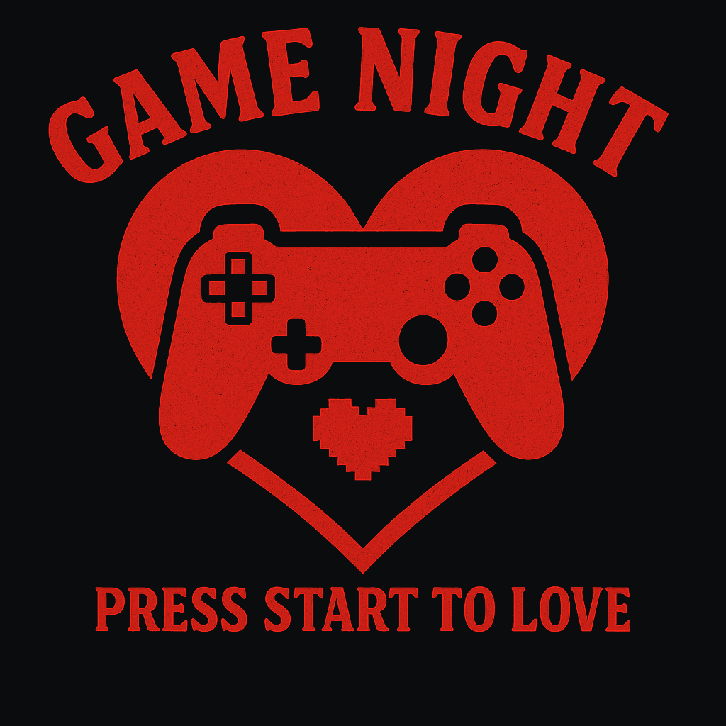 Game Night Love - Retro Gamer Heart Tee