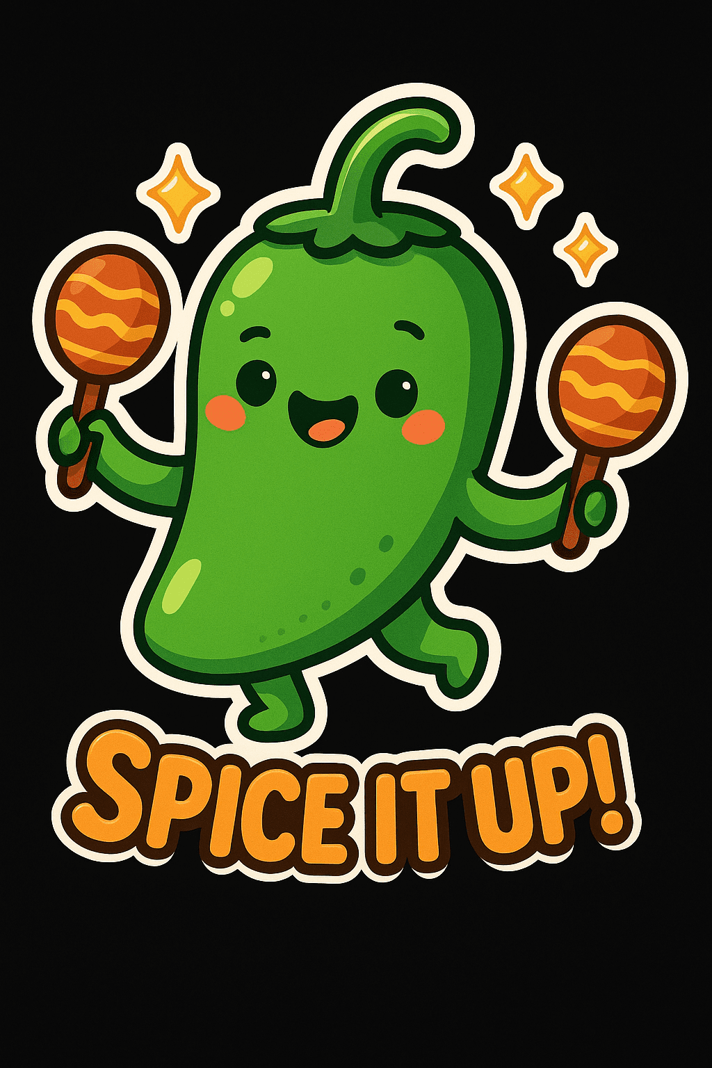 Cute Dancing Jalapeño with Maracas Sticker