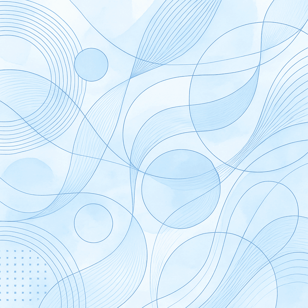 Blue Abstract Waves and Circles Pattern