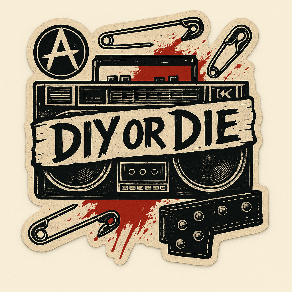 DIY or Die Punk Boombox Sticker Design
