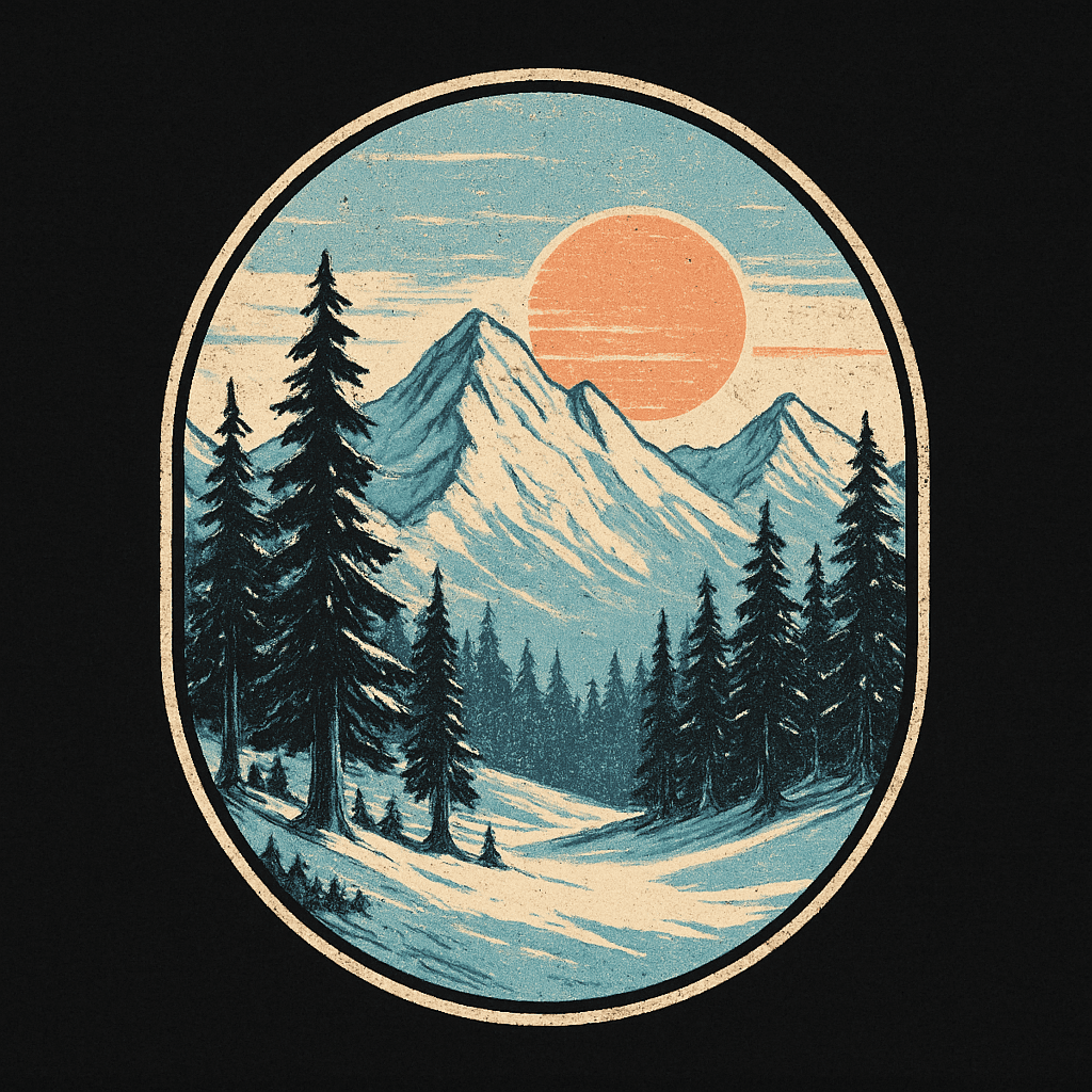 Vintage Mountain Sunrise Landscape