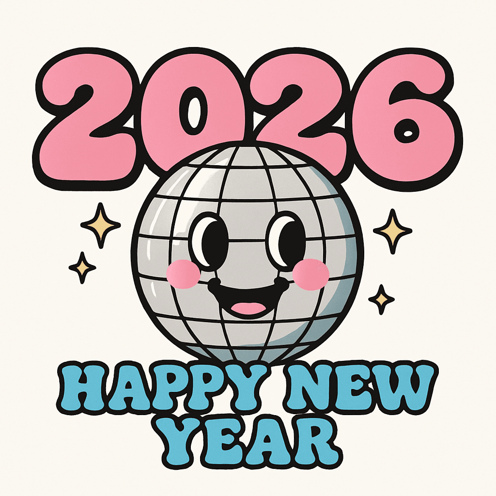 Cute 2026 Happy New Year Disco Ball