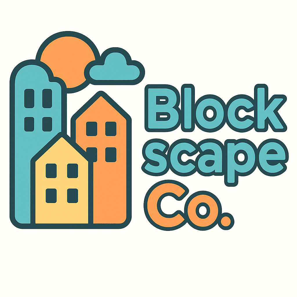 Colorful Block-Style Urban Landscape Logo