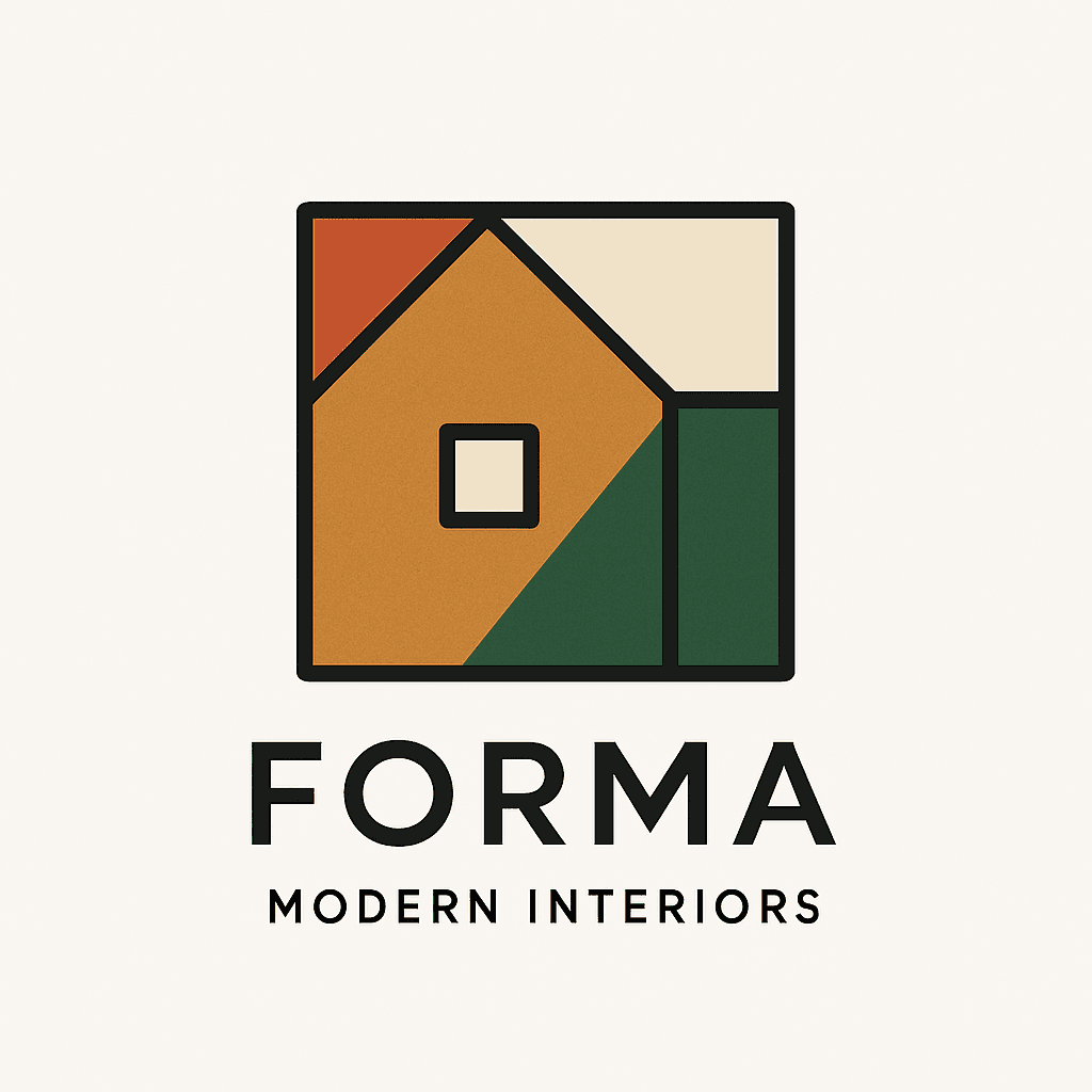 Geometric Modern Interiors Logo with Earth Tones