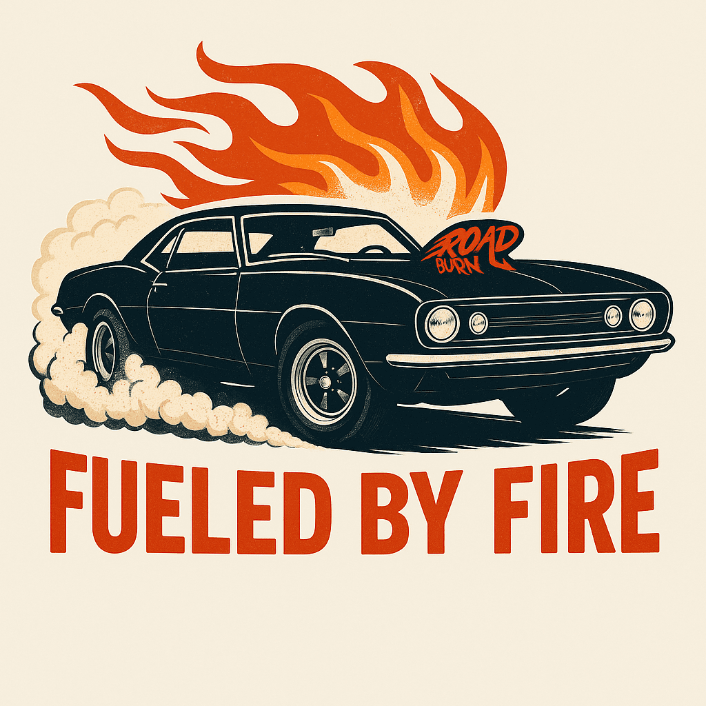 Muscle Car Burnout with Fiery Flames Sticker