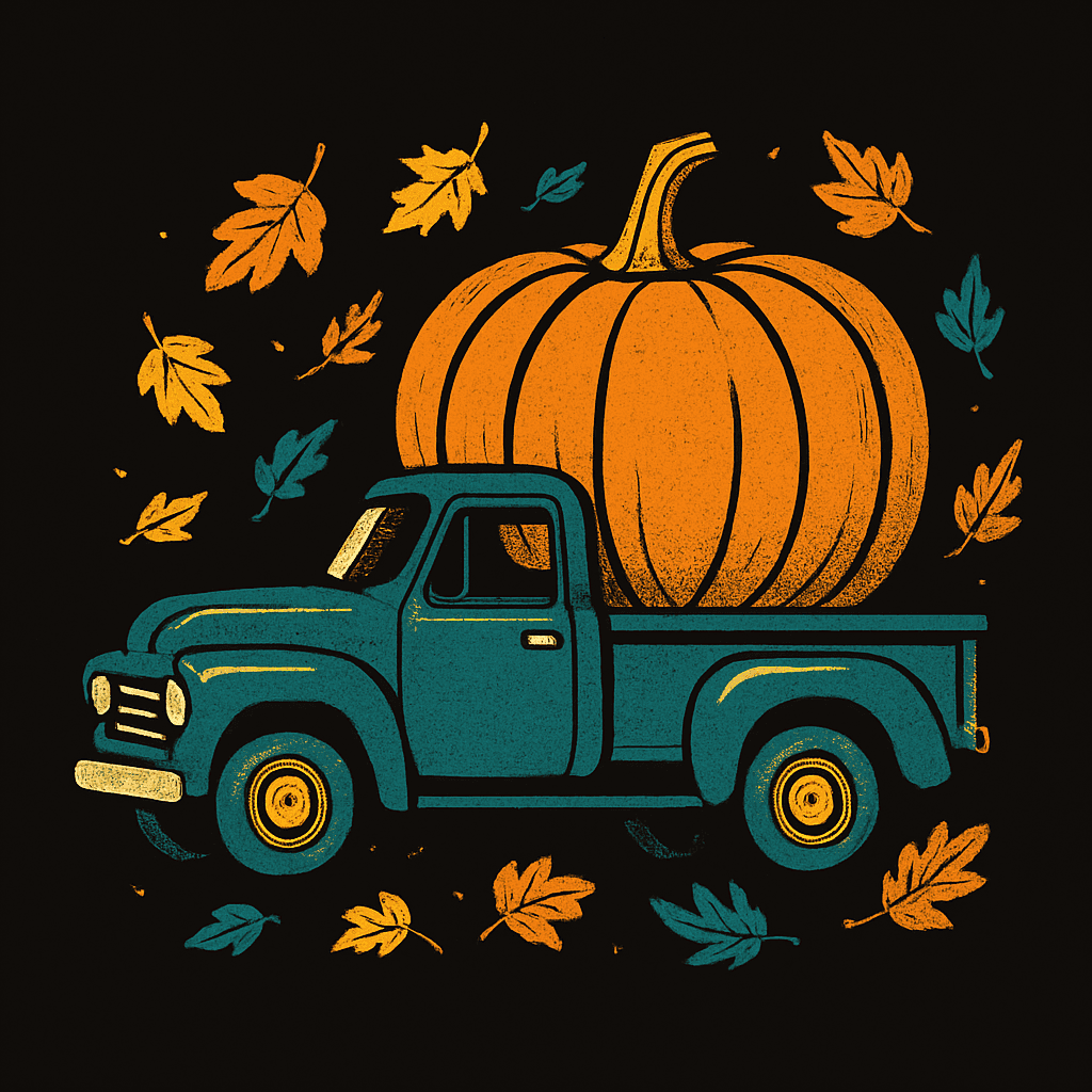 Vintage Truck Hauling Giant Pumpkin