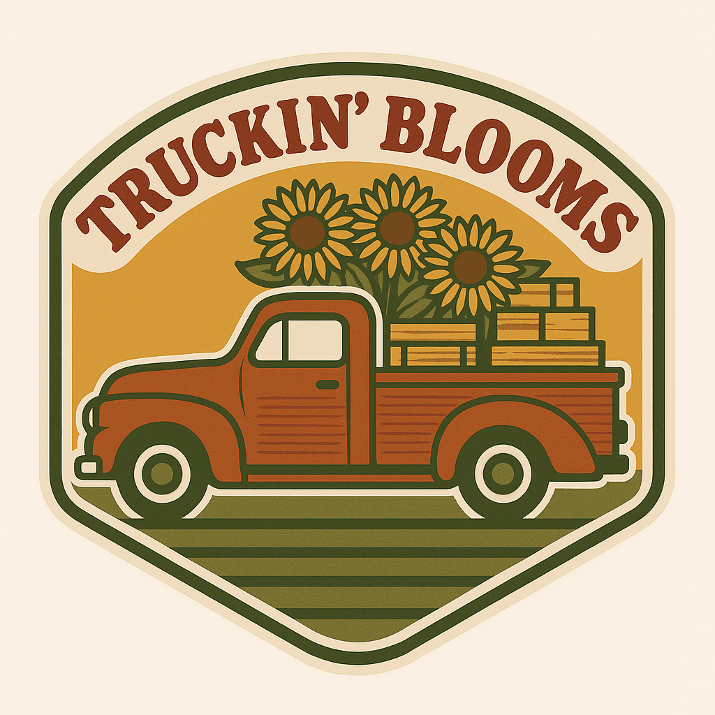 Vintage Truck with Sunflowers Sticker Design