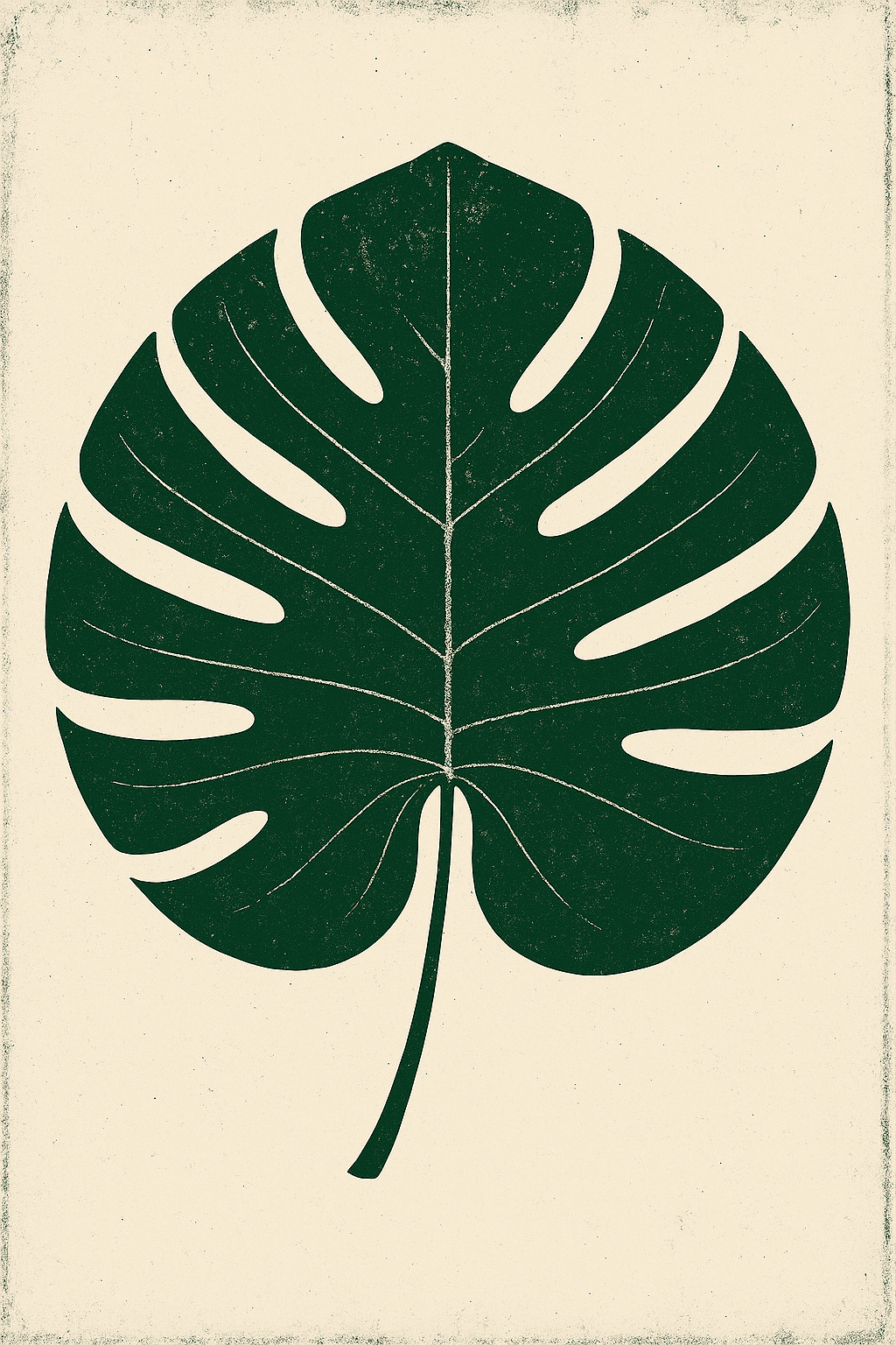 Vintage Monstera Leaf Silhouette Poster