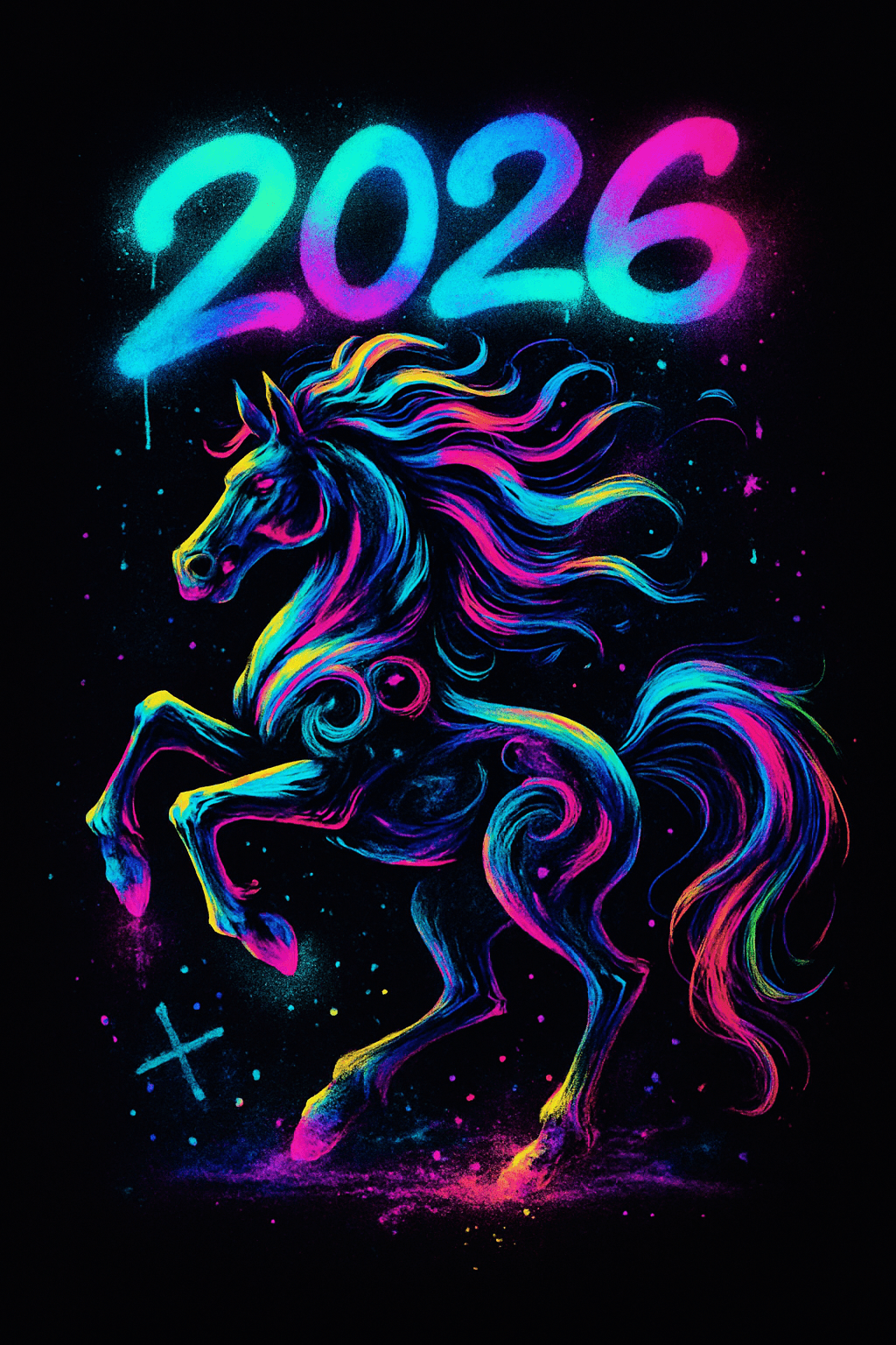 Vibrant Neon Horse 2026 Design