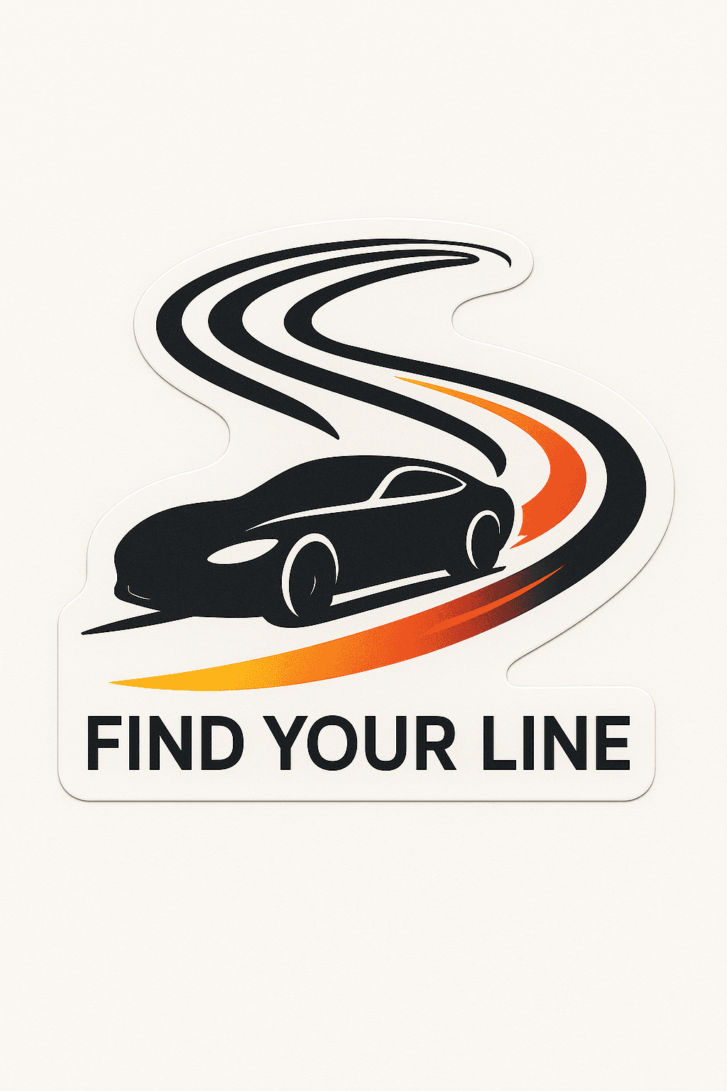 Sleek Car on Curvy Road with 'Find Your Line'