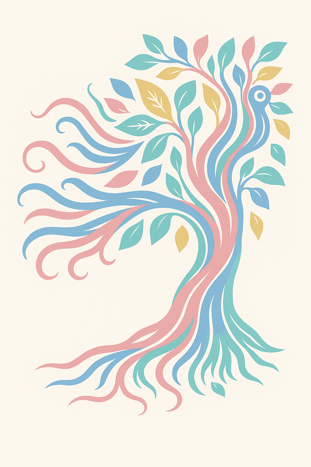 Whimsical Pastel Tree of Life Design
