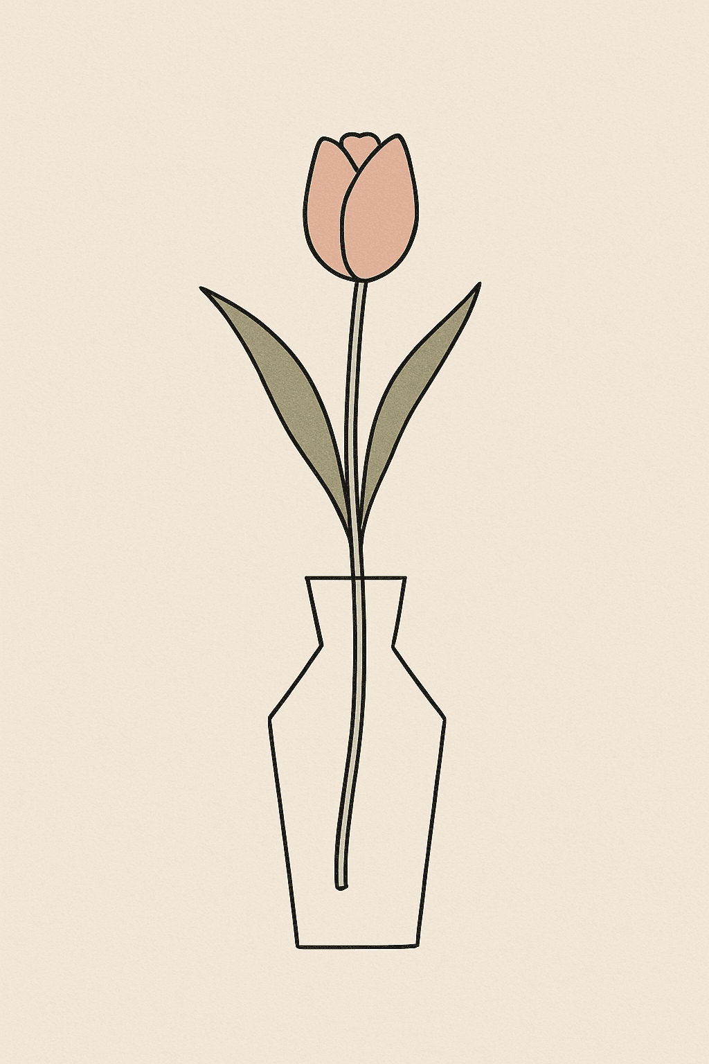Minimalist Tulip in a Simple Vase Illustration