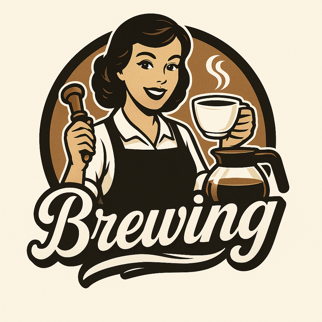 Vintage Coffee Brewing Lady Logo