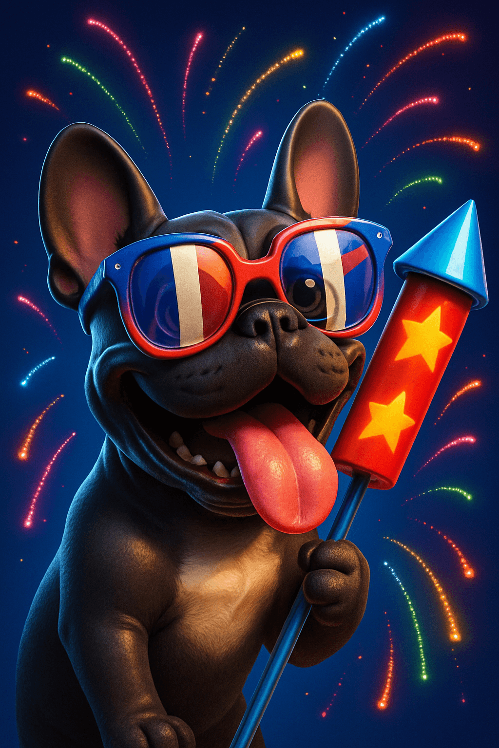 Festive Frenchie with Fireworks Fun!