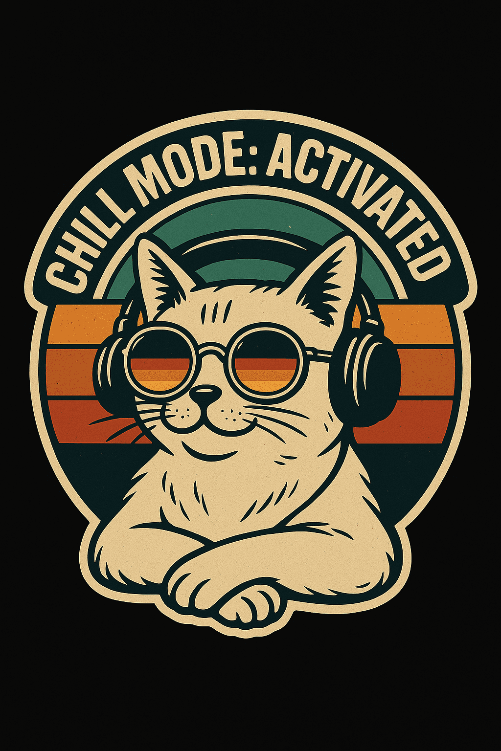 Retro Cool Cat with Headphones Sticker