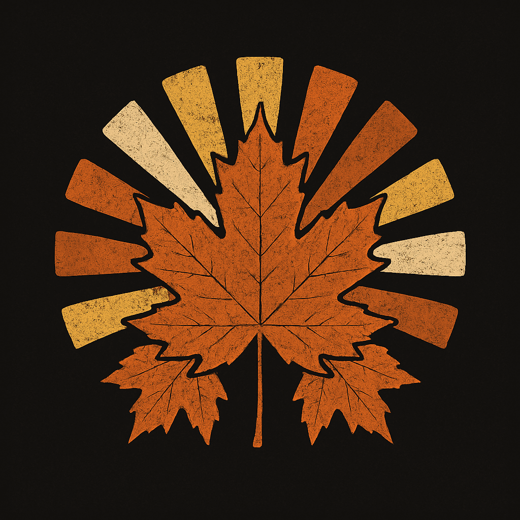 Retro Autumn Maple Leaf Burst