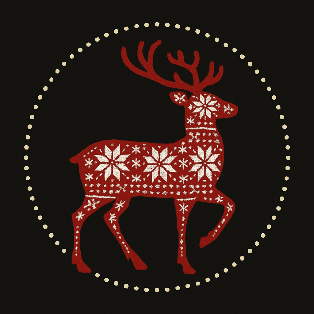 Festive Red Reindeer with Snowflake Pattern