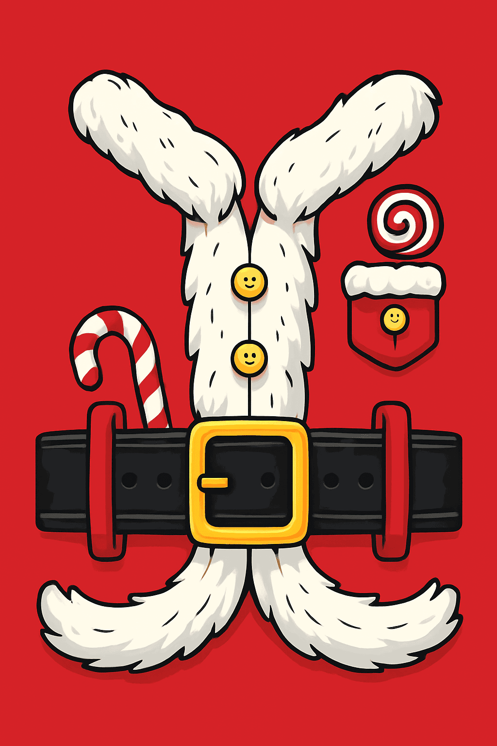 Funny Santa Suit with Bunny Ears and Candy Cane