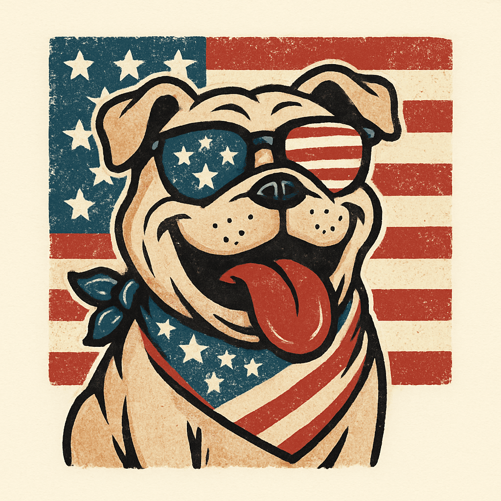 Patriotic Pup with Sunglasses