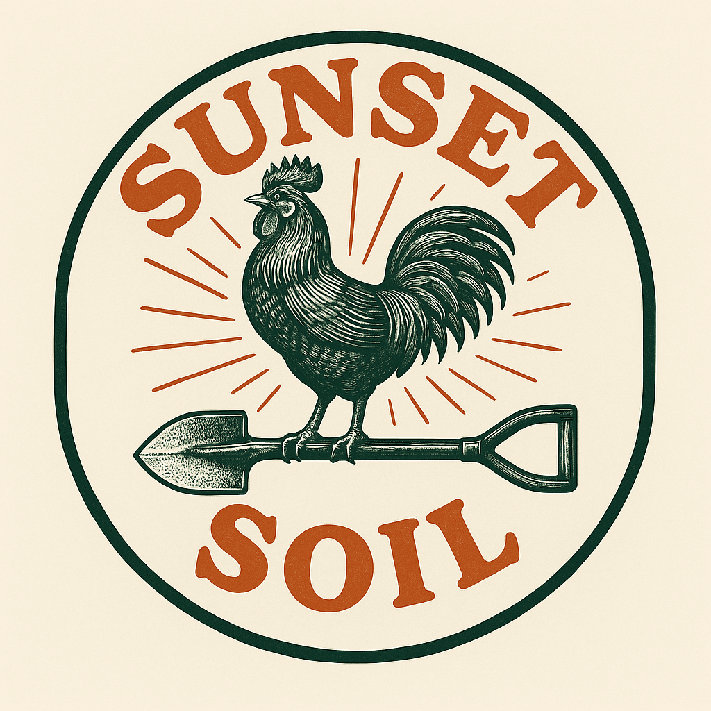 Vintage Rooster Gardening Logo with Shovel