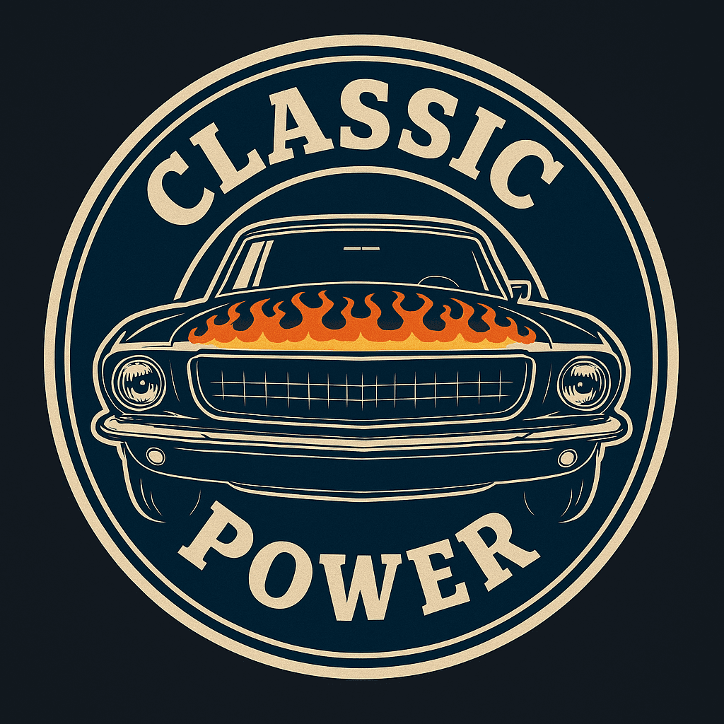 Retro Classic Muscle Car with Flame Design