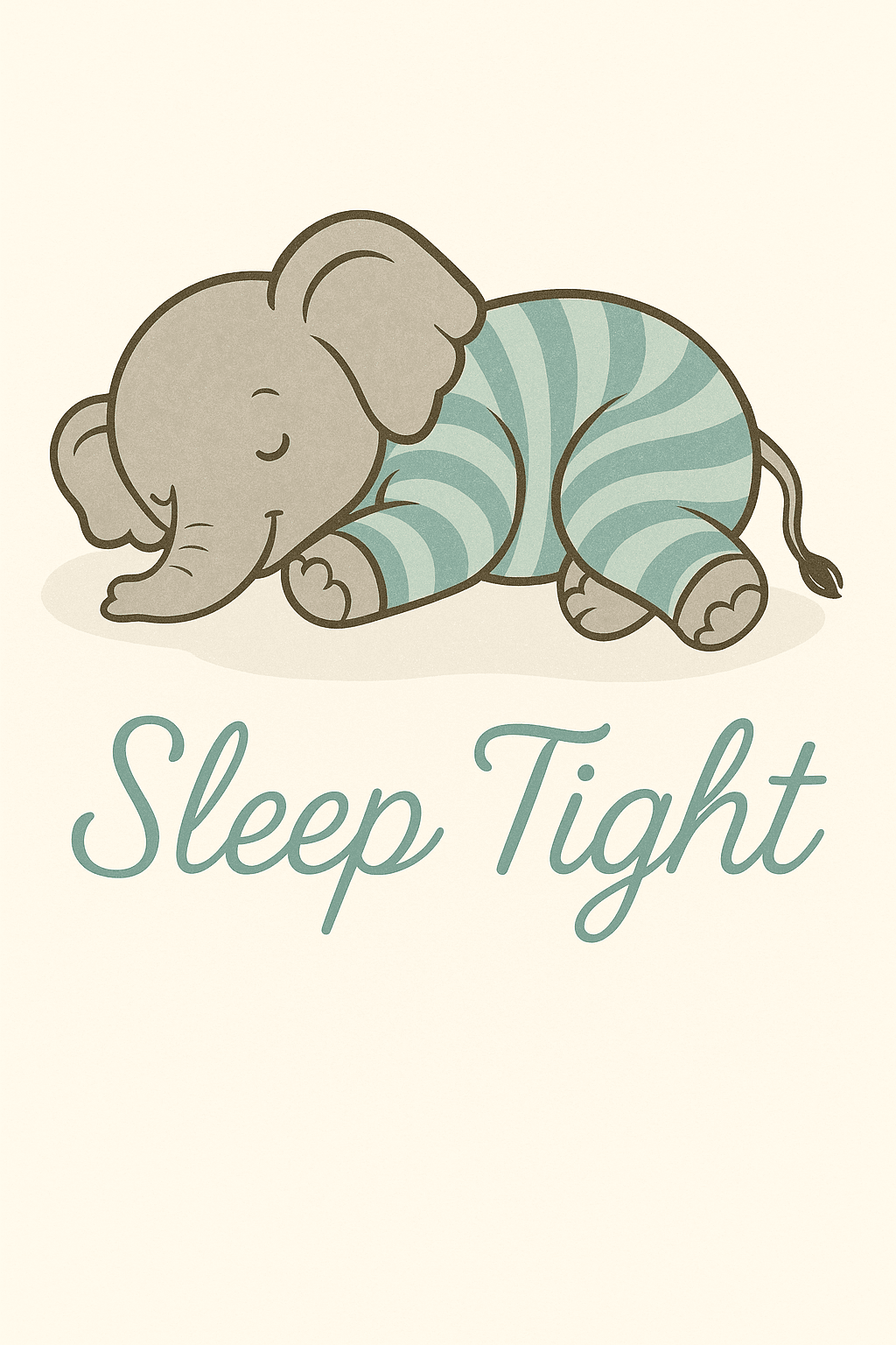 Adorable Sleeping Elephant Nursery Print
