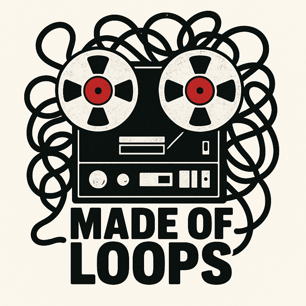 Vintage Tape Recorder with Tangled Loops Sticker