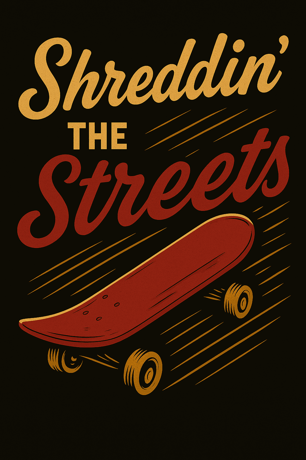 Vintage Skateboard 'Shreddin' The Streets' Design