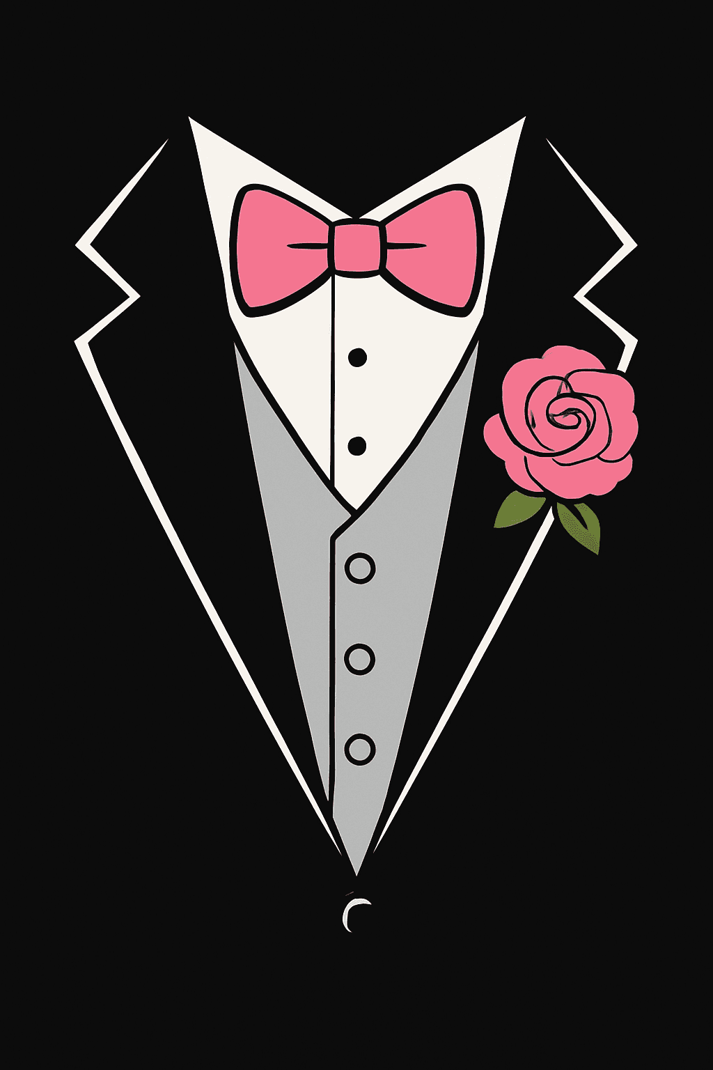 Classic Tuxedo with Pink Bow Tie & Rose
