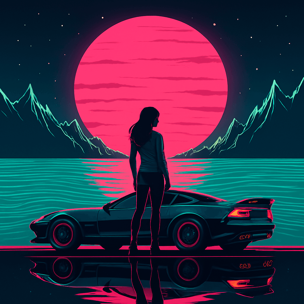 Neon Night Drive by the Pink Moon