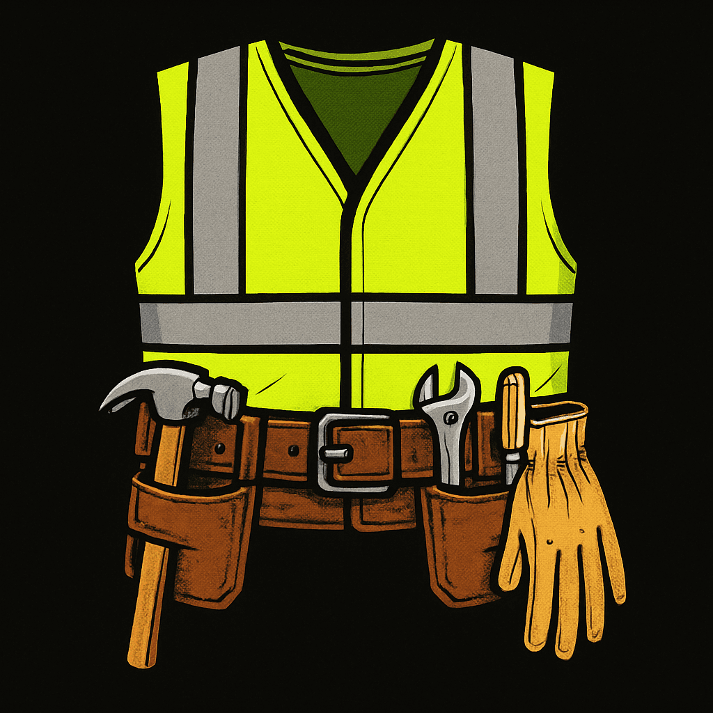 Construction Worker Vest and Tool Belt Graphic