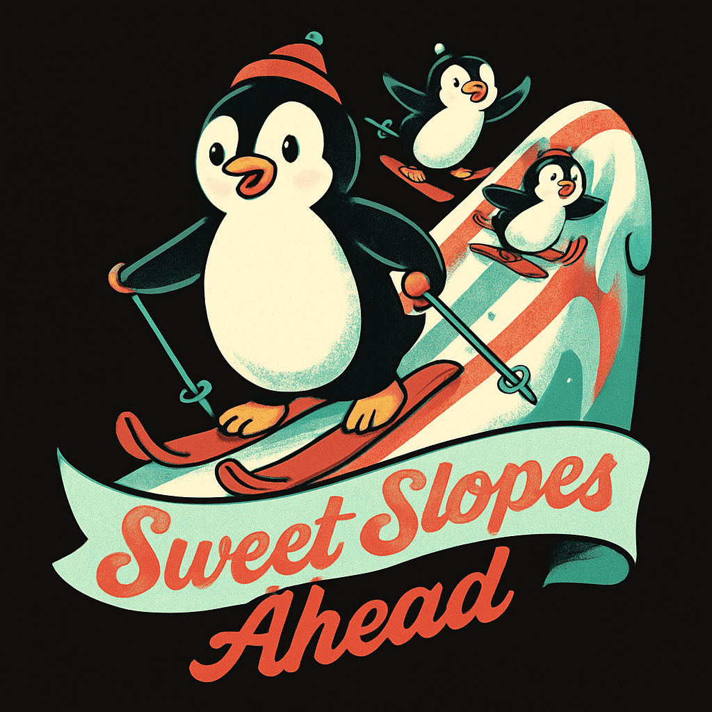 Sweet Slopes Ahead - Cute Skiing Penguins