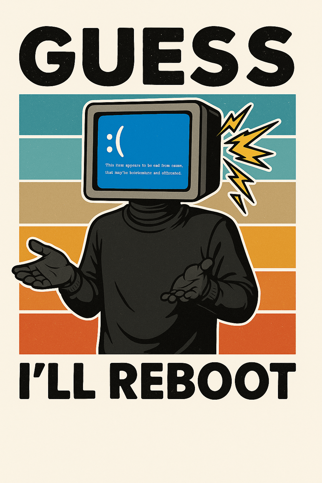 Funny Retro Computer Head Reboot T-Shirt